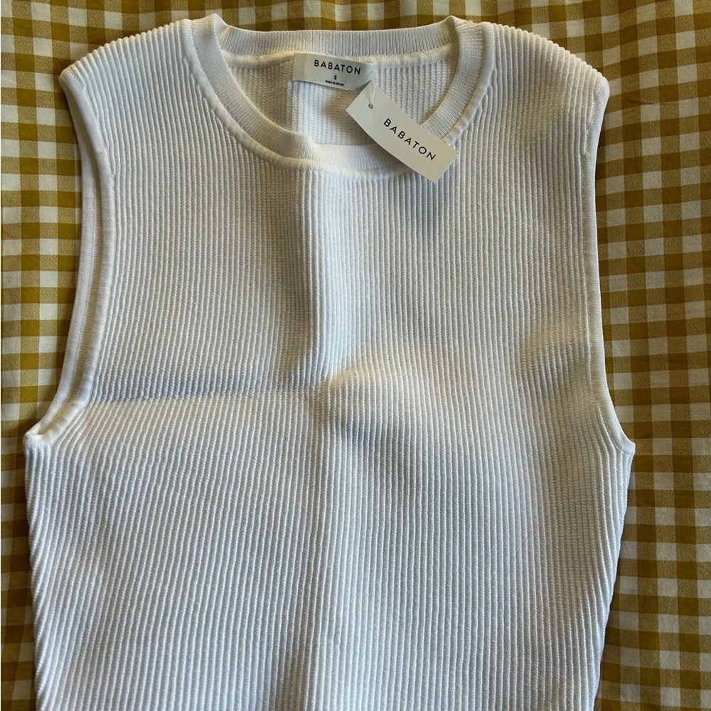 Babaton White Sculpt Knit Tank Top